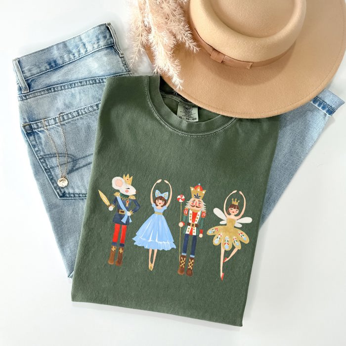 Nutcracker Christmas Sugar Plum Fairy Noel Santa Winter Ballerina Xmas Ballet Comfort Colors Tee