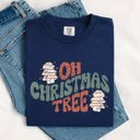 XXL Navy Oh Christmas Tree Cakes Snacks Winter Santa Xmas Cheerful Holiday Comfort Colors Tee