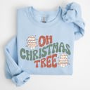 XXL Light Blue Oh Christmas Tree, Cakes, Snacks, Santa, Xmas, Winter, Festive Holiday Cheer Sweatshirt