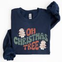 XL Navy Oh Christmas Tree, Cakes, Snacks, Santa, Xmas, Winter, Festive Holiday Cheer Sweatshirt