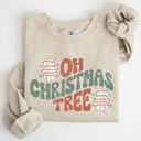 Medium Sand Oh Christmas Tree, Cakes, Snacks, Santa, Xmas, Winter, Festive Holiday Cheer Sweatshirt