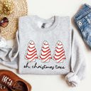 XL Ash Light Gray Oh Christmas Tree Cakes Winter Snacks Santa Snow Xmas Holiday Cheer Festive Sweatshirt