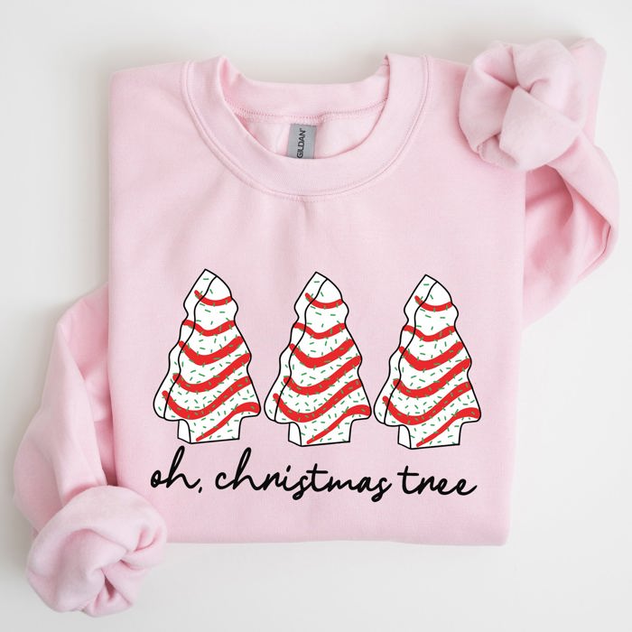 Oh Christmas Tree Cakes Winter Snacks Santa Snow Xmas Holiday Cheer Festive Sweatshirt