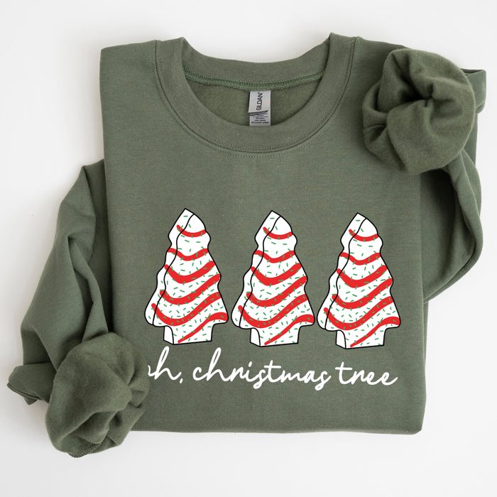 Oh Christmas Tree Cakes Winter Snacks Santa Snow Xmas Holiday Cheer Festive Sweatshirt