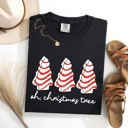 Medium Black Oh Christmas Tree Cakes Winter Snacks Santa Snow Xmas Holiday Cheer Collection Comfort Colors Tee
