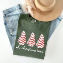 Small Moss Dark Green Oh Christmas Tree Cakes Winter Snacks Santa Snow Xmas Holiday Cheer Collection Comfort Colors Tee