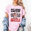 XXL Blossom Light Pink Out Here Lookin Like A Snack Christmas Cake Snow Xmas Santa Holiday Edition Comfort Colors Tee