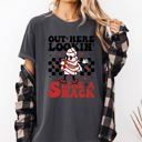Large Pepper Dark Gray Out Here Lookin Like A Snack Christmas Cake Snow Xmas Santa Holiday Edition Comfort Colors Tee