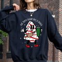 Large Black Out Here Looking Like A Snack Christmas Cake Santa Xmas Holiday Festive Cozy Sweatshirt
