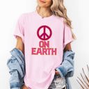 XL Blossom Light Pink Peace On Earth Christmas Positivity Snow Santa Xmas Seasonal Joy Comfort Colors Tee