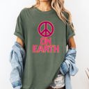 Medium Moss Dark Green Peace On Earth Christmas Positivity Snow Santa Xmas Seasonal Joy Comfort Colors Tee