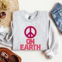 Large Ash Light Gray Peace On Earth Christmas Positivity Snow Santa Xmas Joyful Holiday Cheer For All Sweatshirt