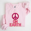 Small Light Pink Peace On Earth Christmas Positivity Snow Santa Xmas Joyful Holiday Cheer For All Sweatshirt