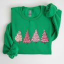  Pink Christmas Trees Winter Snow Santa Festive Seasonal Illustration With Cozy Winter Vibes Sweatshirt