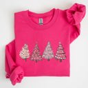Medium Heliconia Bright Pink Pink Christmas Trees Winter Snow Santa Festive Seasonal Illustration With Cozy Winter Vibes Sweatshirt
