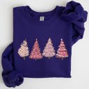 Medium Purple Pink Christmas Trees Winter Snow Santa Festive Seasonal Illustration With Cozy Winter Vibes Sweatshirt