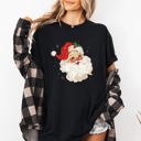 Small Black Red Retro Santa Claus Christmas Vintage Classic Snowy Night Scene With Nostalgic Holiday Cheer Comfort Colors Tee