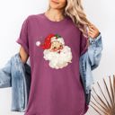 Medium Berry Red Red Retro Santa Claus Christmas Vintage Classic Snowy Night Scene With Nostalgic Holiday Cheer Comfort Colors Tee