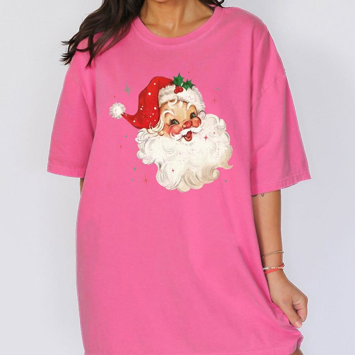 Red Retro Santa Claus Christmas Vintage Classic Snowy Night Scene With Nostalgic Holiday Cheer Comfort Colors Tee