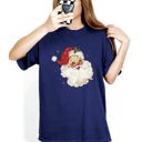XXXL Navy Red Retro Santa Claus Christmas Vintage Classic Snowy Night Scene With Nostalgic Holiday Cheer Comfort Colors Tee