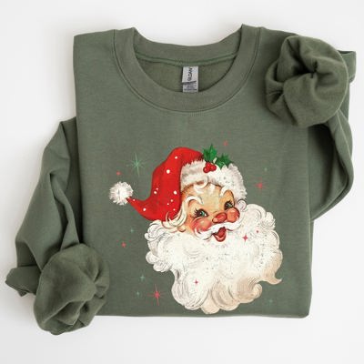 Red Retro Santa Claus Christmas Vintage Classic Snow Xmas Seasonal Ornament Sweatshirt
