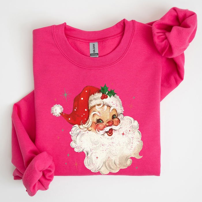 Red Retro Santa Claus Christmas Vintage Classic Snow Xmas Seasonal Ornament Sweatshirt