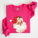 XL Heliconia Bright Pink Red Retro Santa Claus Christmas Vintage Classic Snow Xmas Seasonal Ornament Sweatshirt