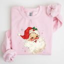 XL Light Pink Red Retro Santa Claus Christmas Vintage Classic Snow Xmas Seasonal Ornament Sweatshirt