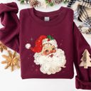Small Maroon Red Retro Santa Claus Christmas Vintage Classic Snow Xmas Seasonal Ornament Sweatshirt