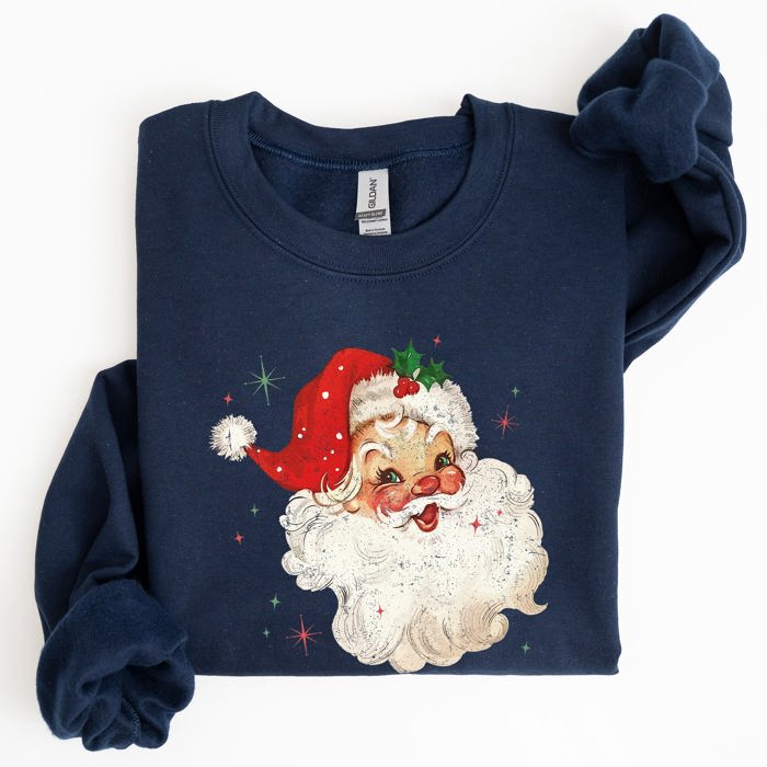Red Retro Santa Claus Christmas Vintage Classic Snow Xmas Seasonal Ornament Sweatshirt