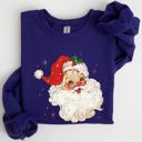 Medium Purple Red Retro Santa Claus Christmas Vintage Classic Snow Xmas Seasonal Ornament Sweatshirt