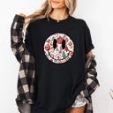 Large Black Retro Christmas Smiley Santa Claus Snowy Night Vintage Winter Holiday Party Cheer Comfort Colors Tee