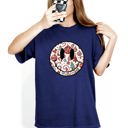 Large Navy Retro Christmas Smiley Santa Claus Snowy Night Vintage Winter Holiday Party Cheer Comfort Colors Tee