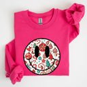 XL Heliconia Bright Pink Retro Christmas Smiley Santa Xmas Winter Holiday Cheer Nostalgic Throwback Warmth Vintage Vibe Sweatshirt