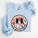 XL Light Blue Retro Christmas Smiley Santa Xmas Winter Holiday Cheer Nostalgic Throwback Warmth Vintage Vibe Sweatshirt