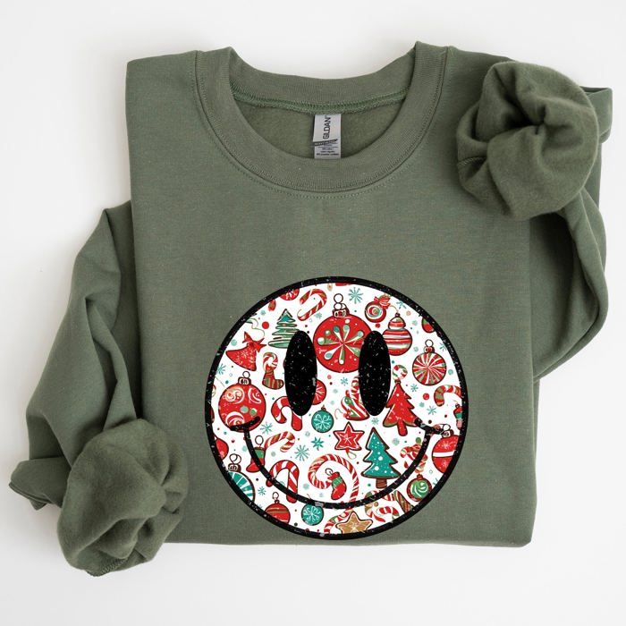 Retro Christmas Smiley Santa Xmas Winter Holiday Cheer Nostalgic Throwback Warmth Vintage Vibe Sweatshirt