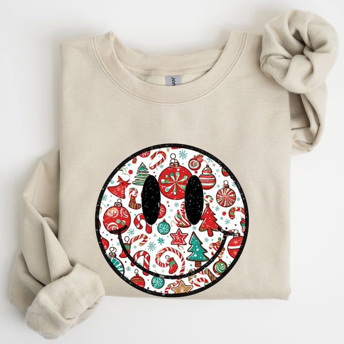 Retro Christmas Smiley Santa Xmas Winter Holiday Cheer Nostalgic Throwback Warmth Vintage Vibe Sweatshirt
