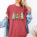 Large Crimson Red Retro Christmas Trees Winter Snow Santa Holiday Scene Throwback Classic Comfort Colors Tee