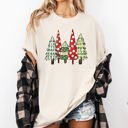 Medium Ivory Cream Retro Christmas Trees Winter Snow Santa Holiday Scene Throwback Classic Comfort Colors Tee