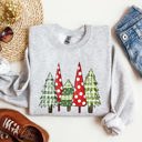 Large Ash Light Gray Retro Christmas Trees Winter Snow Santa Vintage Holiday Scenic Print Cozy Sweatshirt