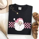  Retro Santa Checkered Christmas Winter Snow Xmas Vintage Holiday Scene Print Comfort Colors Tee