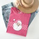XXXL Black Retro Santa Checkered Christmas Winter Snow Xmas Vintage Holiday Scene Print Comfort Colors Tee