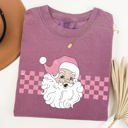 Small Berry Red Retro Santa Checkered Christmas Winter Snow Xmas Vintage Holiday Scene Print Comfort Colors Tee