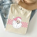 Large Ivory Cream Retro Santa Checkered Christmas Winter Snow Xmas Vintage Holiday Scene Print Comfort Colors Tee