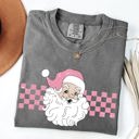 XL Pepper Dark Gray Retro Santa Checkered Christmas Winter Snow Xmas Vintage Holiday Scene Print Comfort Colors Tee