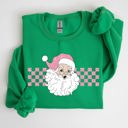  Retro Santa Checkered Pink Christmas Winter Snow Xmas Vintage Holiday Joyful Sweatshirt