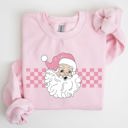  Retro Santa Checkered Pink Christmas Winter Snow Xmas Vintage Holiday Joyful Sweatshirt