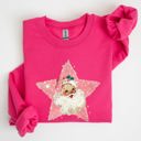 XL Heliconia Bright Pink Retro Santa Pink Star Christmas Winter Xmas Holiday Collection Limited Edition Sweatshirt