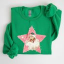 Large Irish Bright Green Retro Santa Pink Star Christmas Winter Xmas Holiday Collection Limited Edition Sweatshirt