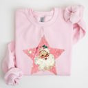 Large Light Pink Retro Santa Pink Star Christmas Winter Xmas Holiday Collection Limited Edition Sweatshirt